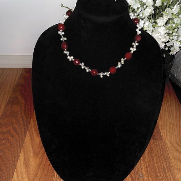 Genuine Pearl and Glass Bead Necklace - Picture 1 of 5